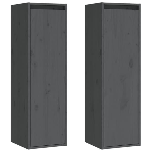 vidaXL vægskabe 2 stk. 30x30x100 cm massivt fyrretræ grå