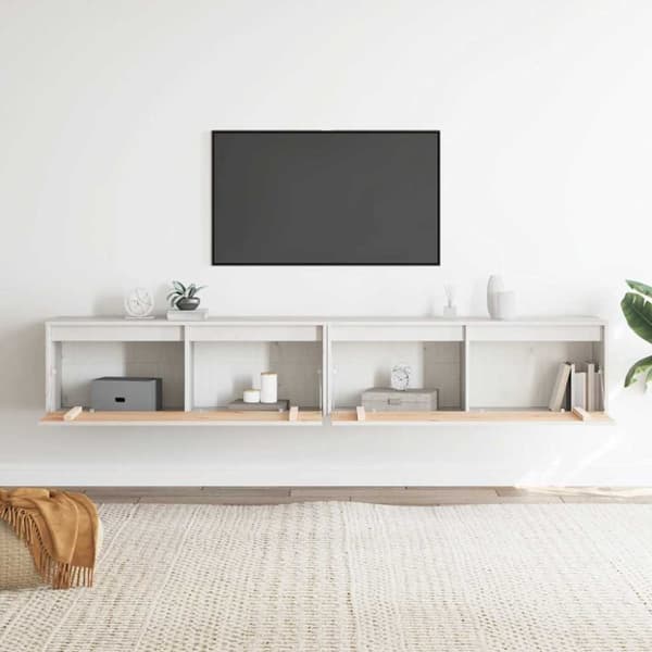 vidaXL Veggskap 2 stk hvit 100x30x35 cm heltre furu
