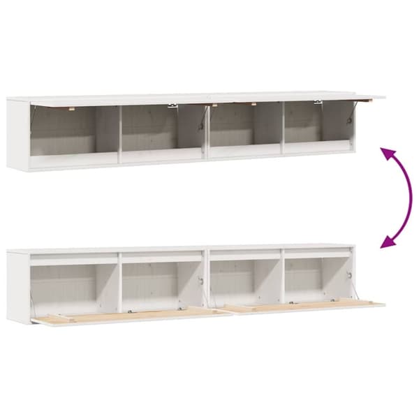 vidaXL Veggskap 2 stk hvit 100x30x35 cm heltre furu