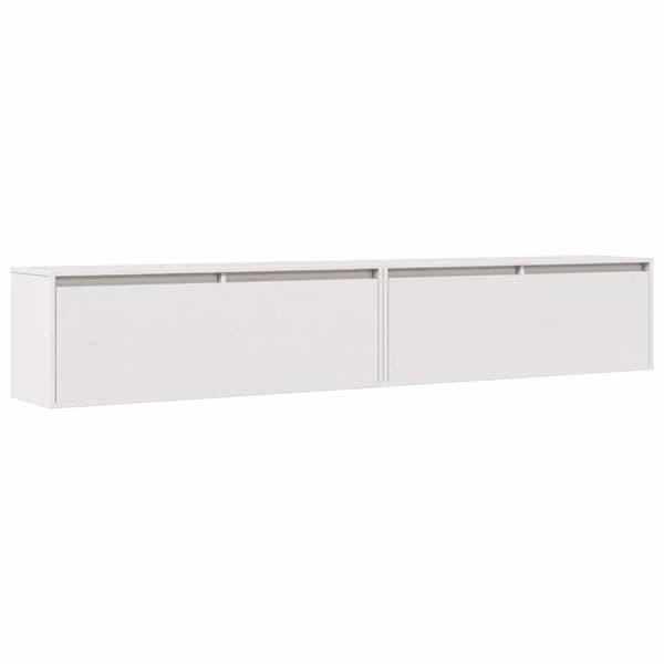 vidaXL Veggskap 2 stk hvit 100x30x35 cm heltre furu