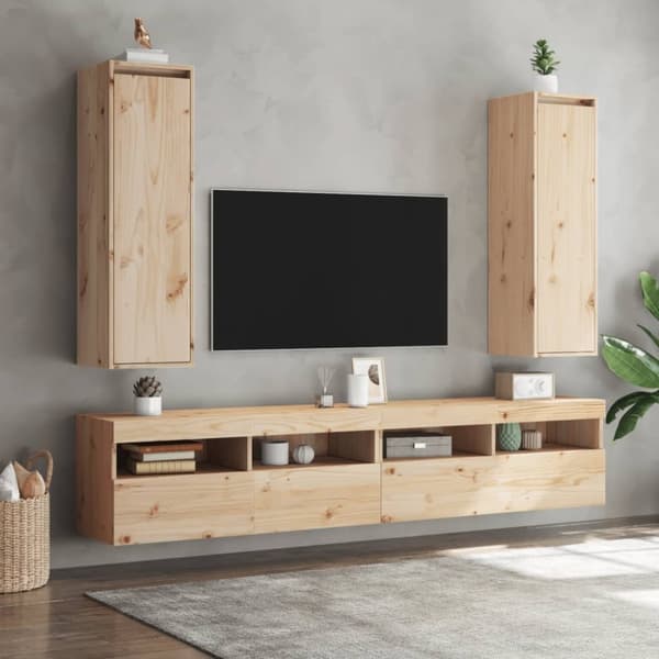 vidaXL vægskabe 2 stk. 30x30x100 cm massivt fyrretræ
