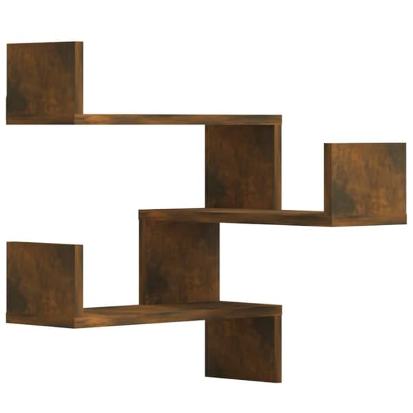 vidaXL Vegg hjørnehyller 2 stk røkt eik 40x40x50 cm konstruert tre