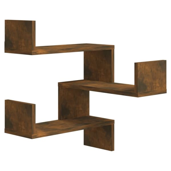vidaXL Vegg hjørnehyller 2 stk røkt eik 40x40x50 cm konstruert tre