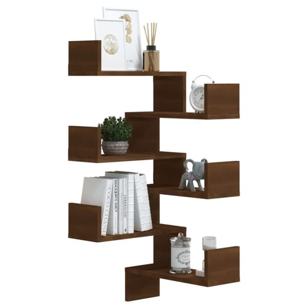 vidaXL Vegg hjørnehyller 2 stk brun eik 40x40x50 cm konstruert tre