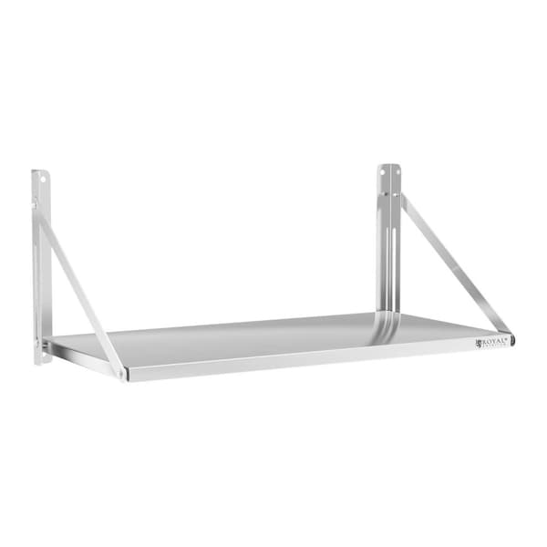 Royal Catering Vägghylla - Fällbar - 100 x 45 cm - 40 kg - Rostfritt stål