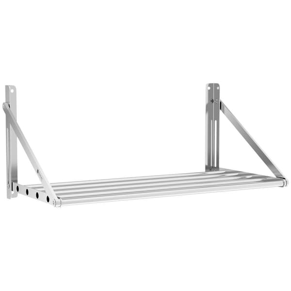 Royal Catering Fällbar vägghylla - Stänger - 80 x 45 cm - 40 kg - Rostfritt stål