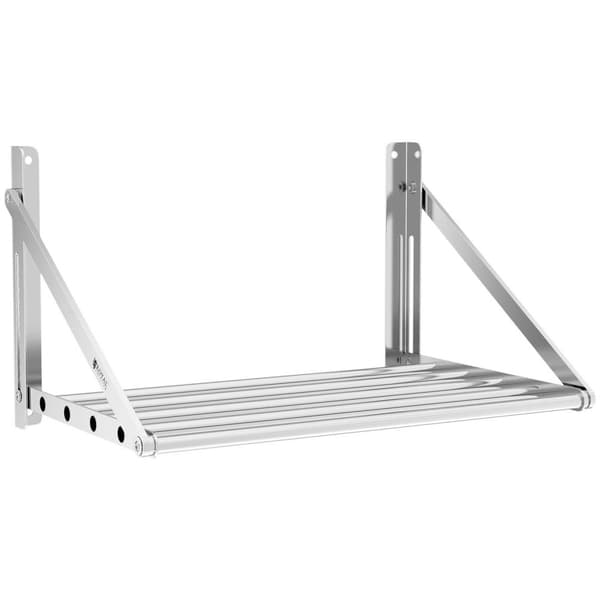Royal Catering Fällbar vägghylla - Stänger - 60 x 45 cm - 40 kg - Rostfritt stål