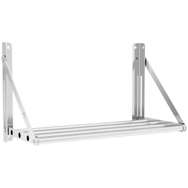 Royal Catering Fällbar vägghylla - Stänger - 60 x 30 cm - 40 kg - Rostfritt stål