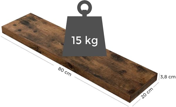 Flydende væghylde med fastgørelsesmateriale - Brun - 80 cm