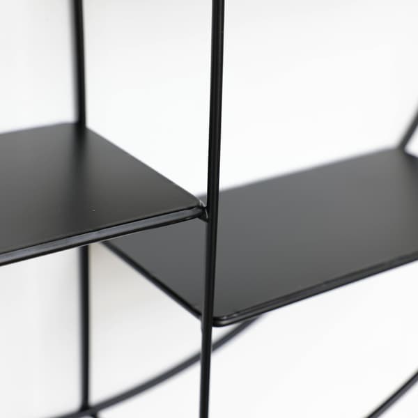 Svart väggställ i metall med 4 hyllor - Rund - 50x10 cm