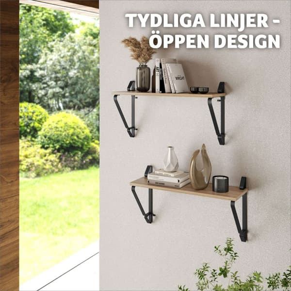 2 vägghyllor Irvine - Industriellt lätt trä, ek Sonoma