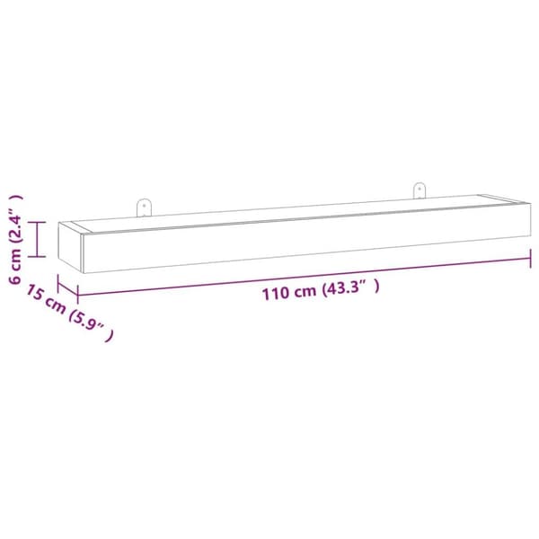 vidaXL Vegghyller 2 stk 110x15x4 cm heltre teak