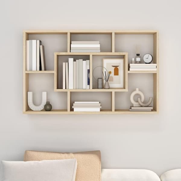 vidaXL Vegghylle sonoma eik 85x16x52,5 cm konstruert tre