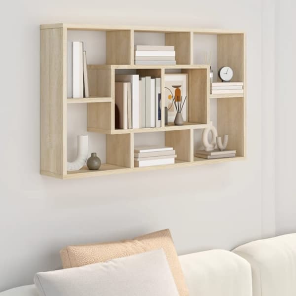 vidaXL Vegghylle sonoma eik 85x16x52,5 cm konstruert tre