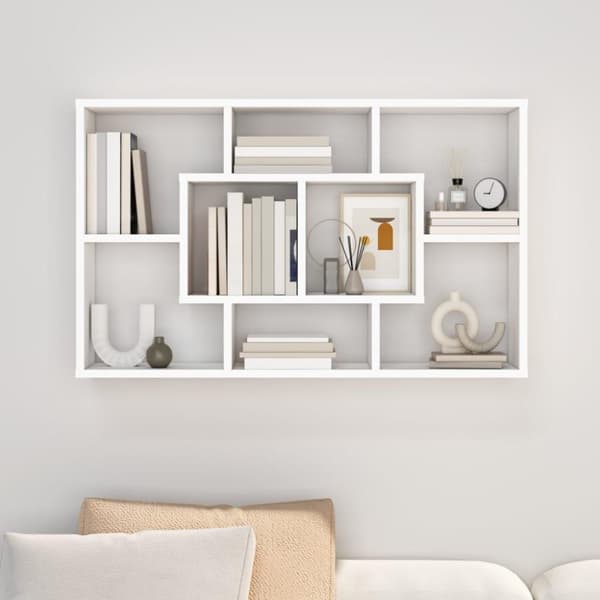 vidaXL Vegghylle høyglans hvit 85x16x52,5 cm konstruert tre