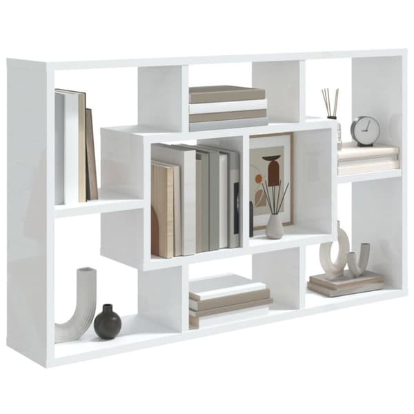vidaXL Vegghylle høyglans hvit 85x16x52,5 cm konstruert tre
