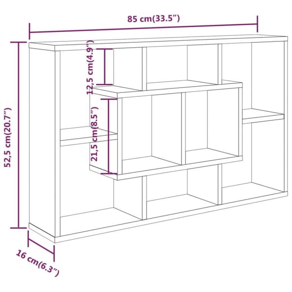 vidaXL Vegghylle høyglans hvit 85x16x52,5 cm konstruert tre