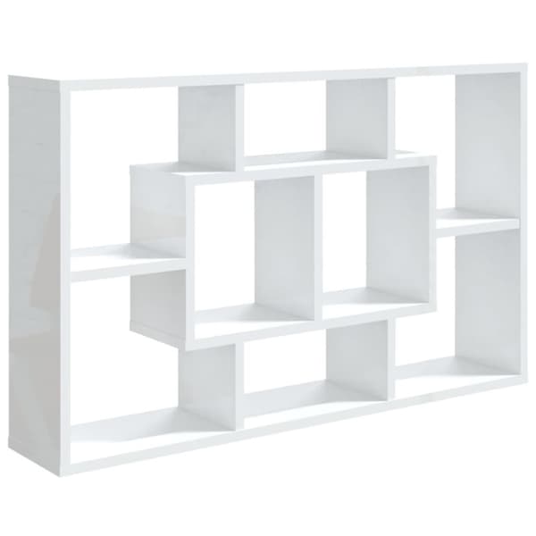 vidaXL Vegghylle høyglans hvit 85x16x52,5 cm konstruert tre
