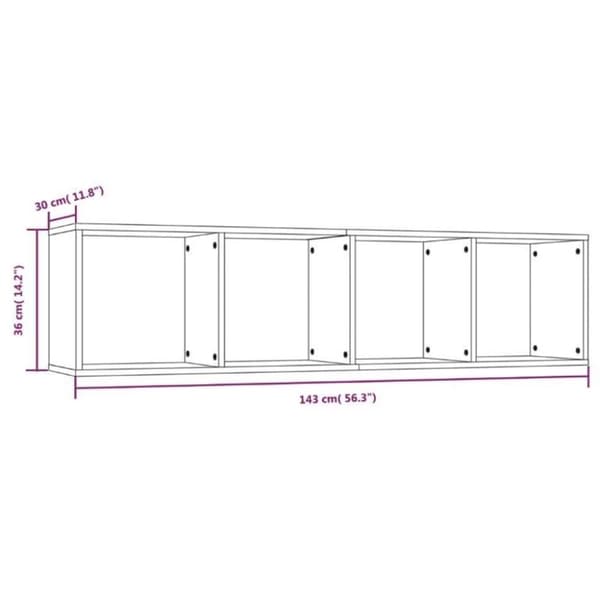 vidaXL Bokhylle/TV-benk brun eik 143x30x36 cm konstruert tre