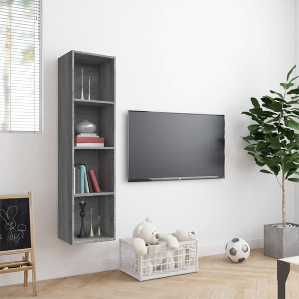 vidaXL Bokhylla/tv-bänk grå sonoma 143x30x36cm konstruerat trä