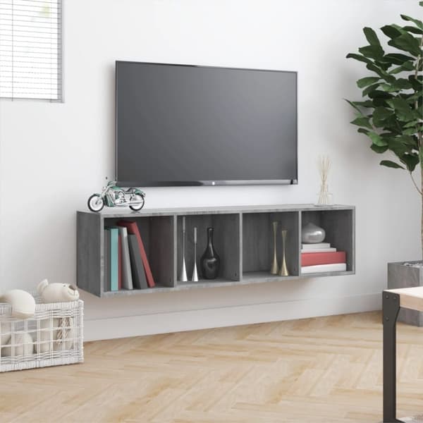 vidaXL Bokhylla/tv-bänk grå sonoma 143x30x36cm konstruerat trä