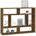Miniatyrbilde 5 av 6: vidaXL Vegghylle røkt eik 75x16x55 cm konstruert tre