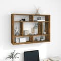 Miniatyrbilde 1 av 6: vidaXL Vegghylle røkt eik 75x16x55 cm konstruert tre