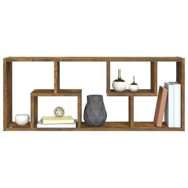 vidaXL Vegghylle røkt eik 36x16x90 cm konstruert tre