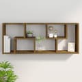 Miniatyrbilde 8 av 9: vidaXL Vegghylle røkt eik 36x16x90 cm konstruert tre