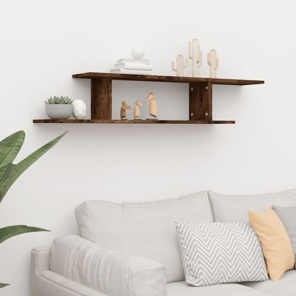 vidaXL Veggmontert TV-hylle røkt eik 125x18x23 cm konstruert tre