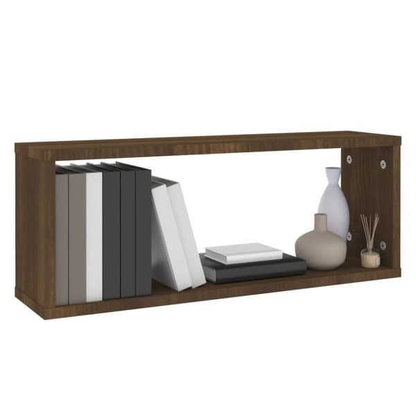 vidaXL Vegghyller kube 4 stk brun eik 60x15x23 cm konstruert tre