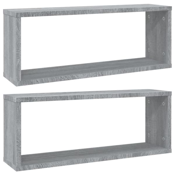 vidaXL Vegghyller kube 2 stk grå sonoma 60x15x23 cm konstruert tre