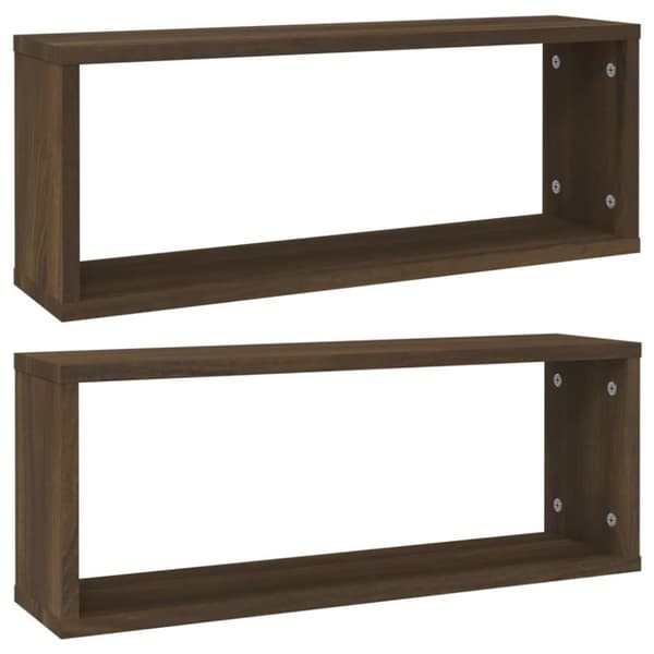 vidaXL Vegghyller kube 2 stk brun eik 60x15x23 cm konstruert tre