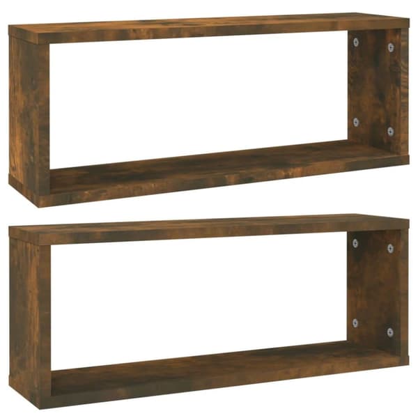 vidaXL Vägghyllor 2 st rökfärgad ek 60x15x23 cm konstruerat trä