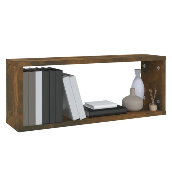 vidaXL Vegghyller kube 6 stk røkt eik 60x15x23 cm konstruert tre