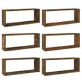 Miniatyrbilde 1 av 9: vidaXL Vegghyller kube 6 stk røkt eik 60x15x23 cm konstruert tre