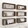 Miniatyrbild 3 av 9: vidaXL Vägghyllor 6 st brun ek 60x15x23 cm konstruerat trä