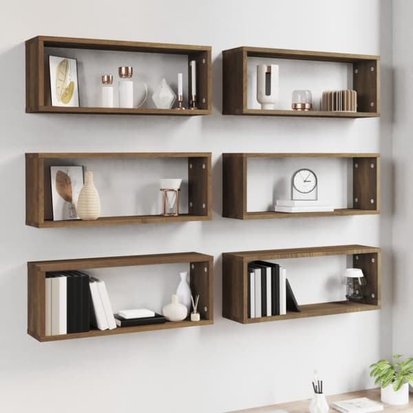 vidaXL Vägghyllor 6 st brun ek 60x15x23 cm konstruerat trä