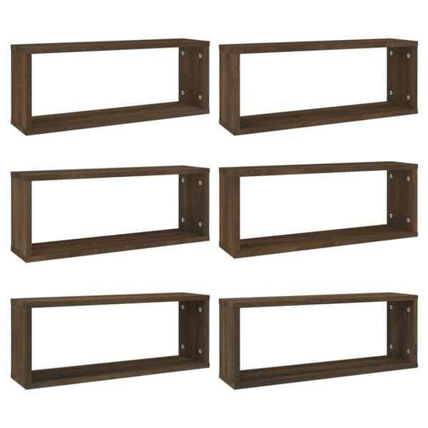 vidaXL Vägghyllor 6 st brun ek 60x15x23 cm konstruerat trä