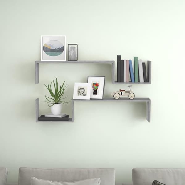 vidaXL Vegghyller 2 stk grå sonoma 100x15x20 cm konstruert tre