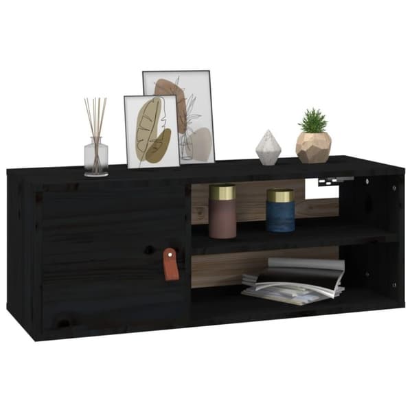 vidaXL Väggskåp svart 80x30x30 cm massiv furu