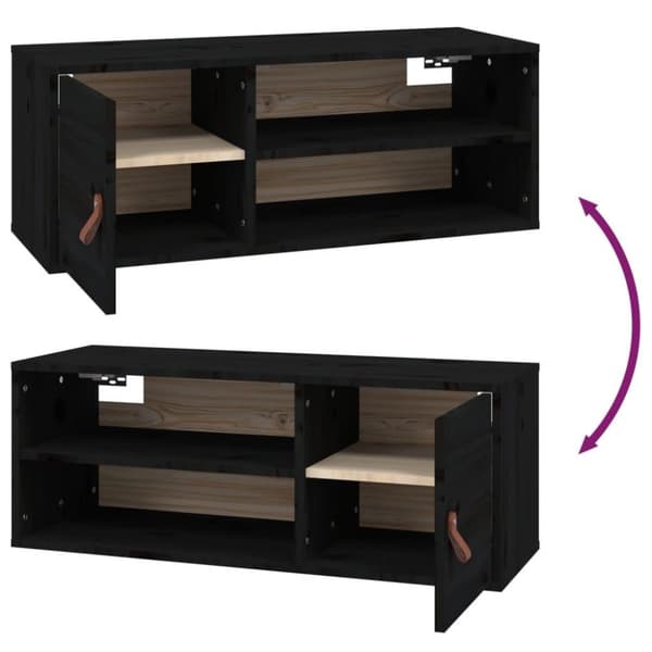vidaXL Väggskåp svart 80x30x30 cm massiv furu