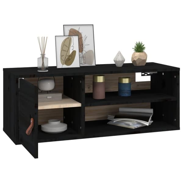 vidaXL Veggskap 2 stk svart 80x30x30 cm heltre furu