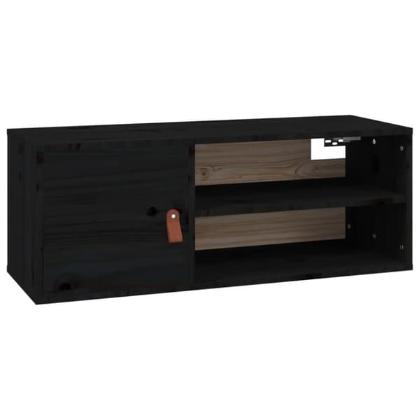 vidaXL Veggskap 2 stk svart 80x30x30 cm heltre furu