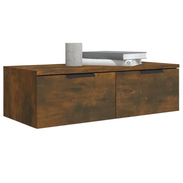vidaXL Veggskap 2 stk røkt eik 68x30x20 cm konstruert tre
