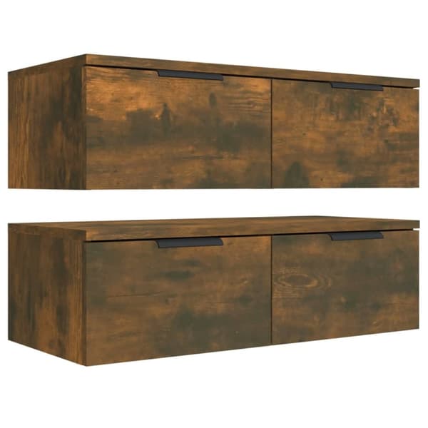 vidaXL Veggskap 2 stk røkt eik 68x30x20 cm konstruert tre