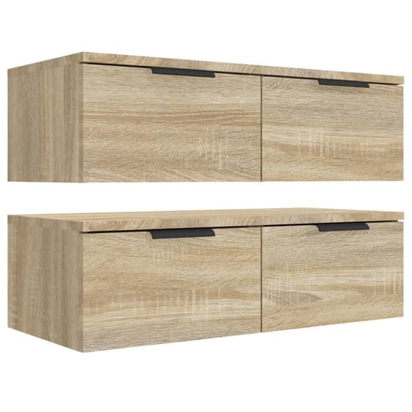 vidaXL Veggskap 2 stk sonoma eik 68x30x20 cm konstruert tre