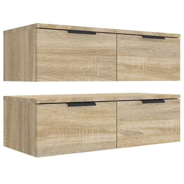 vidaXL Veggskap 2 stk sonoma eik 68x30x20 cm konstruert tre
