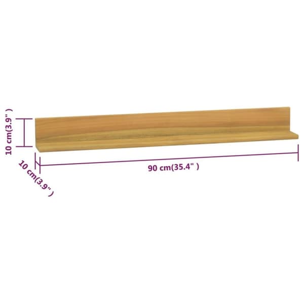 vidaXL væghylder 2 stk. 90x10x10 cm massivt teaktræ