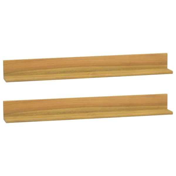 vidaXL væghylder 2 stk. 90x10x10 cm massivt teaktræ
